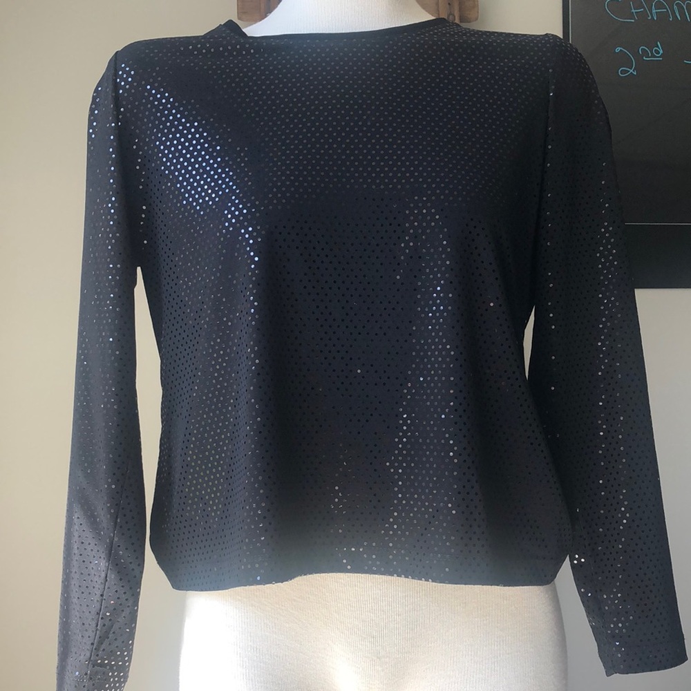Laura Ashley Black “Sequin” Blouse EUC